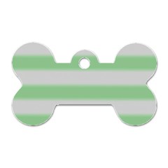 Bold Stripes Soft Green Dog Tag Bone (one Side) by BrightVibesDesign