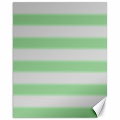 Bold Stripes Soft Green Canvas 11  X 14  by BrightVibesDesign