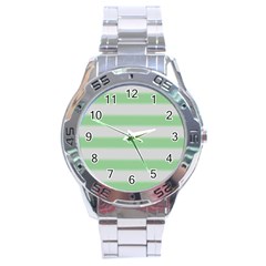 Bold Stripes Soft Green Stainless Steel Analogue Watch by BrightVibesDesign