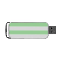 Bold Stripes Soft Green Portable Usb Flash (two Sides) by BrightVibesDesign