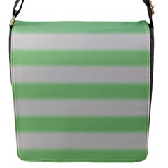 Bold Stripes Soft Green Flap Closure Messenger Bag (s) by BrightVibesDesign