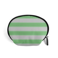 Bold Stripes Soft Green Accessory Pouch (small) by BrightVibesDesign