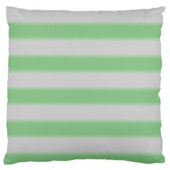 Bold Stripes Soft Green Large Flano Cushion Case (two Sides) by BrightVibesDesign