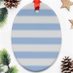 Bold Stripes Soft Blue Ornament (oval) by BrightVibesDesign