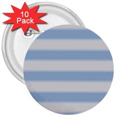 Bold Stripes Soft Blue 3  Buttons (10 Pack)  by BrightVibesDesign