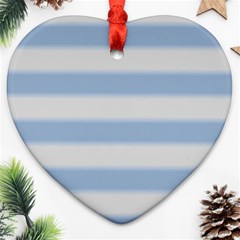 Bold Stripes Soft Blue Heart Ornament (two Sides) by BrightVibesDesign