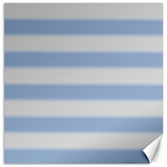 Bold Stripes Soft Blue Canvas 12  X 12  by BrightVibesDesign