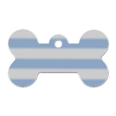 Bold Stripes Soft Blue Dog Tag Bone (two Sides) by BrightVibesDesign