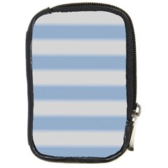 Bold Stripes Soft Blue Compact Camera Leather Case by BrightVibesDesign