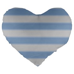 Bold Stripes Soft Blue Large 19  Premium Heart Shape Cushions by BrightVibesDesign