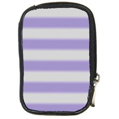 Bold Stripes Soft Purple Pattern Compact Camera Leather Case by BrightVibesDesign