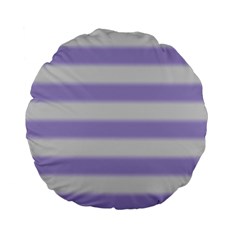 Bold Stripes Soft Purple Pattern Standard 15  Premium Flano Round Cushions by BrightVibesDesign