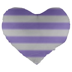 Bold Stripes Soft Purple Pattern Large 19  Premium Flano Heart Shape Cushions by BrightVibesDesign