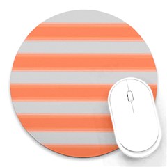 Bold Stripes Orange Pattern Round Mousepads by BrightVibesDesign