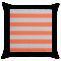 Bold Stripes Orange Pattern Throw Pillow Case (black) by BrightVibesDesign