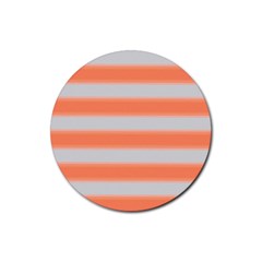 Bold Stripes Orange Pattern Rubber Round Coaster (4 Pack)  by BrightVibesDesign