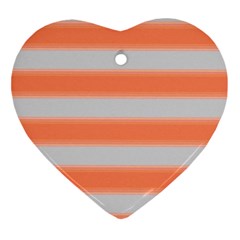 Bold Stripes Orange Pattern Heart Ornament (two Sides) by BrightVibesDesign