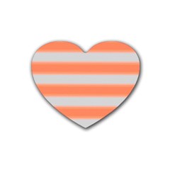 Bold Stripes Orange Pattern Rubber Coaster (heart)  by BrightVibesDesign