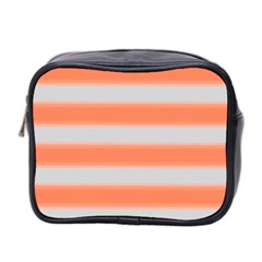 Bold Stripes Orange Pattern Mini Toiletries Bag (two Sides) by BrightVibesDesign