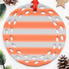 Bold Stripes Orange Pattern Ornament (round Filigree) by BrightVibesDesign