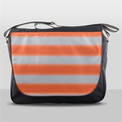 Bold Stripes Orange Pattern Messenger Bag by BrightVibesDesign