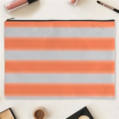 Bold Stripes Orange Pattern Cosmetic Bag (xxxl) by BrightVibesDesign