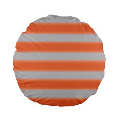 Bold Stripes Orange Pattern Standard 15  Premium Flano Round Cushions by BrightVibesDesign