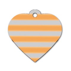 Bold Stripes Yellow Pattern Dog Tag Heart (one Side) by BrightVibesDesign