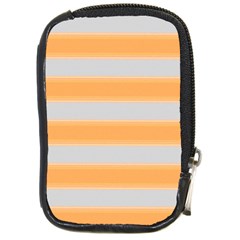 Bold Stripes Yellow Pattern Compact Camera Leather Case by BrightVibesDesign