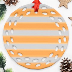 Bold Stripes Yellow Pattern Ornament (round Filigree) by BrightVibesDesign