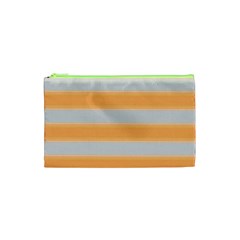 Bold Stripes Yellow Pattern Cosmetic Bag (xs) by BrightVibesDesign