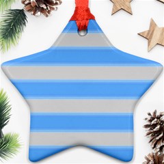 Bold Stripes Bright Blue Pattern Ornament (star)