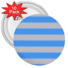 Bold Stripes Bright Blue Pattern 3  Buttons (10 Pack)  by BrightVibesDesign