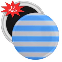 Bold Stripes Bright Blue Pattern 3  Magnets (10 Pack)  by BrightVibesDesign