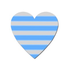 Bold Stripes Bright Blue Pattern Heart Magnet by BrightVibesDesign