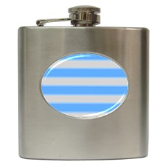 Bold Stripes Bright Blue Pattern Hip Flask (6 Oz) by BrightVibesDesign