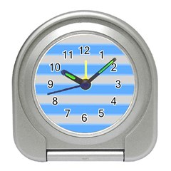 Bold Stripes Bright Blue Pattern Travel Alarm Clock by BrightVibesDesign