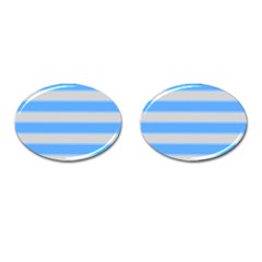 Bold Stripes Bright Blue Pattern Cufflinks (oval) by BrightVibesDesign