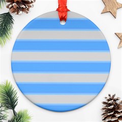 Bold Stripes Bright Blue Pattern Round Ornament (two Sides) by BrightVibesDesign