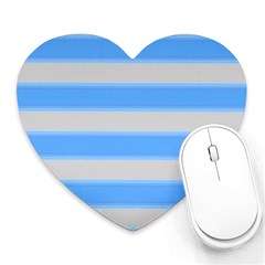 Bold Stripes Bright Blue Pattern Heart Mousepads by BrightVibesDesign