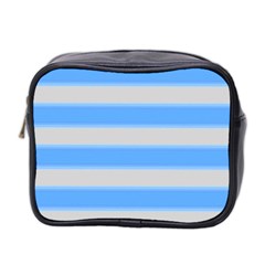 Bold Stripes Bright Blue Pattern Mini Toiletries Bag (two Sides) by BrightVibesDesign