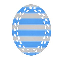 Bold Stripes Bright Blue Pattern Oval Filigree Ornament (two Sides)