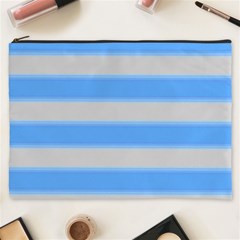 Bold Stripes Bright Blue Pattern Cosmetic Bag (xxxl) by BrightVibesDesign