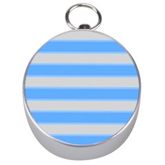 Bold Stripes Bright Blue Pattern Silver Compasses by BrightVibesDesign