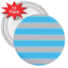 Bold Stripes Turquoise Pattern 3  Buttons (10 Pack)  by BrightVibesDesign