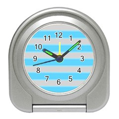 Bold Stripes Turquoise Pattern Travel Alarm Clock by BrightVibesDesign