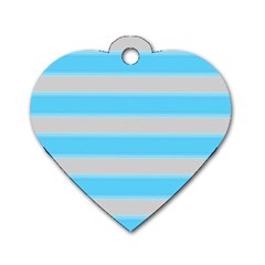 Bold Stripes Turquoise Pattern Dog Tag Heart (one Side) by BrightVibesDesign