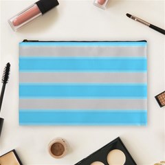 Bold Stripes Turquoise Pattern Cosmetic Bag (large) by BrightVibesDesign