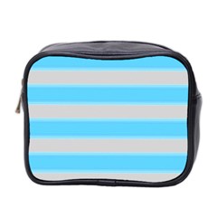 Bold Stripes Turquoise Pattern Mini Toiletries Bag (two Sides) by BrightVibesDesign