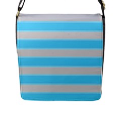 Bold Stripes Turquoise Pattern Flap Closure Messenger Bag (l) by BrightVibesDesign